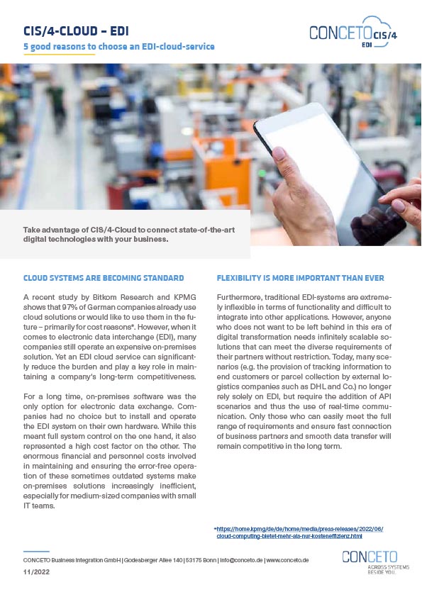 Preview of the PDF about CIS/4-Cloud - EDI-Service from CONCETO
