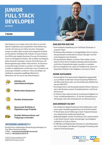 Vorschaubild der Stellenbeschreibung als Junior Full Stack Developer CONCETO