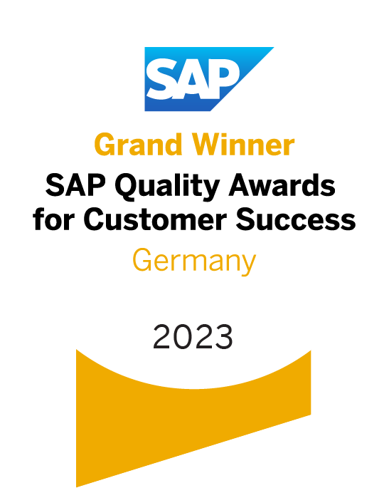 Auszeichnung als Grand Winner des SAP Quality Awards Germany 2023